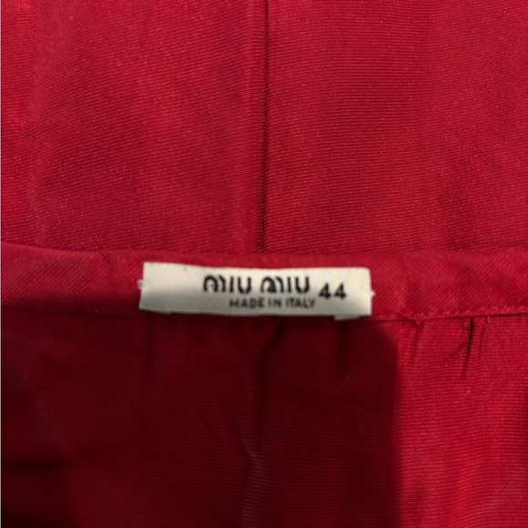 MIU MIU Prada 2010s Red Tafetta Sleeveless Ruffled Hidden Pocket Dress 44/8 - Picture 7 of 7